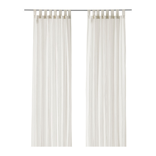 [이케아] BJORNLOKA LINJE Curtains 1 Pair (White, 145x250cm) 902.322.46 - 마켓비