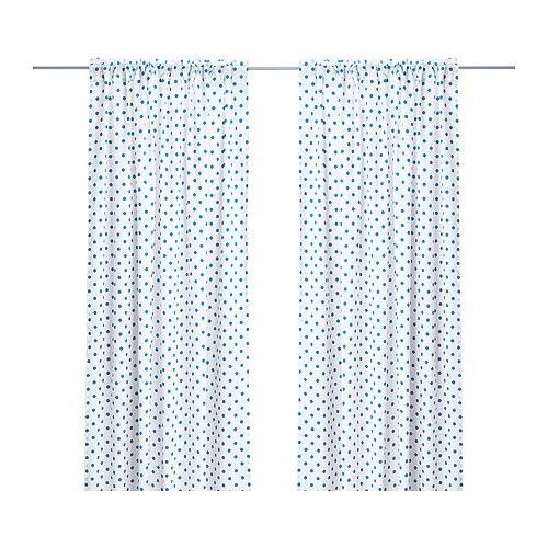 [이케아] GRONSKA PRICKAR Pair of Curtains (Blue) 202.018.23 - 마켓비