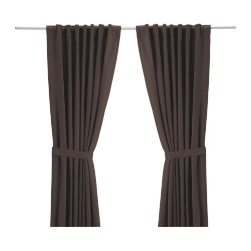 [이케아] RITVA Curtains with Tie-backs 1 Pair (145x200cm, Medium Brown) 502.109.15 - 마켓비