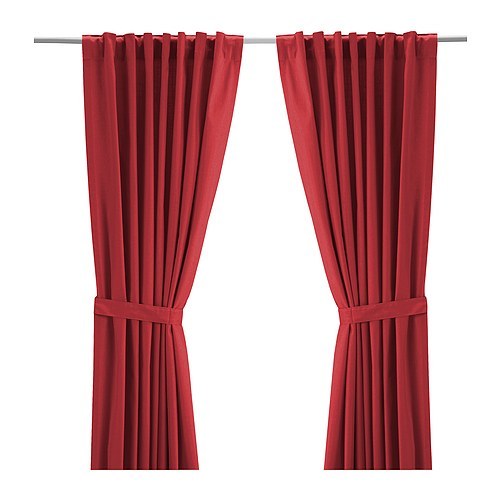 [이케아] RITVA Pair of Curtains with Tie-backs 1 Pair (Red) 002.109.13 - 마켓비