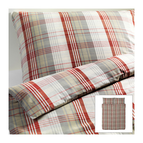 [이케아] BENZY Quilt Cover and 2 Pillowcases (Chequered, Red) 602.339.97 - 마켓비
