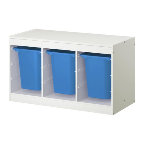 [이케아] TROFAST Storage Combination with Boxes (White, Blue, 99x44x56cm) 무료배송 - 마켓비