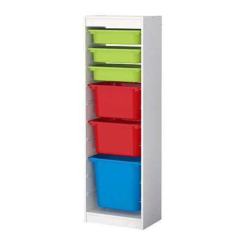 [이케아] TROFAST Storage Combination with Boxes (White, Multicolor) - 마켓비
