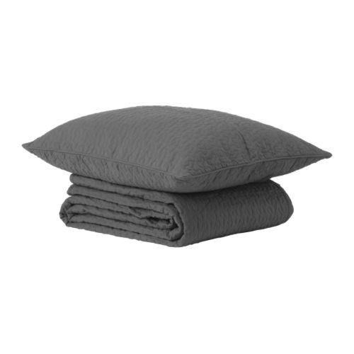 [이케아] ALINA Bedspread and Cushion Cover (180x280cm, Dark Grey) 401.626.51 - 마켓비
