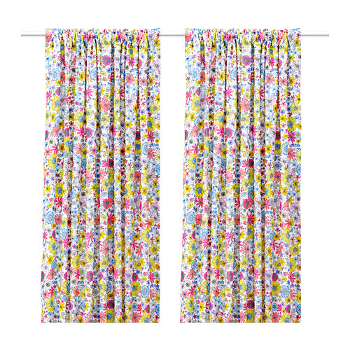 [이케아] BARBRO Pair of Curtains (Multicolor) (단종) - 마켓비