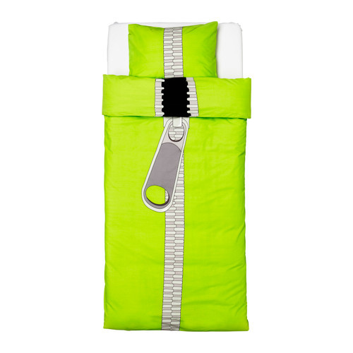 [이케아] VANNERNA DRAGKEDJA Quilt cover and pillowcase, green - 마켓비