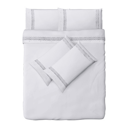 [이케아] EMMIE SPETS Quilt cover and 4 pillowcases, white 302.252.39 - 마켓비