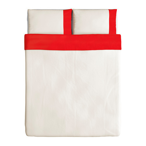 [이케아] FARGLAV Quilt Cover and 2 Pillowcases (퀸, Red/White, 200x230cm) 402.391.51 - 마켓비