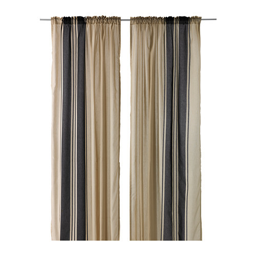 [이케아] BJORNLOKA Pair of Curtains (145x250cm, Beige, Black) 002.322.41 - 마켓비