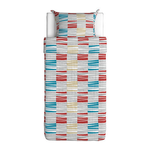 [이케아] LAPPLJUNG RAND Quilt Cover and Pillowcase (Multicolor, 150x200cm) 702.349.58 - 마켓비