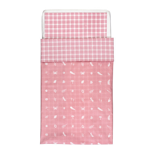 [이케아] VANDRING SKOG Quilt Cover/Pillowcase for Cot (Pink.,110x125cm) 301.974.63 - 마켓비