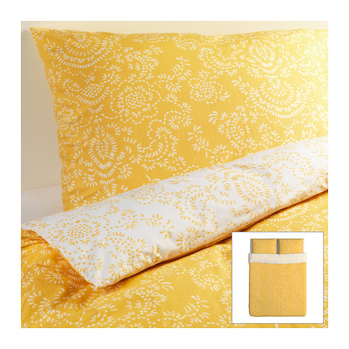 [이케아] AKERTISTEL Quilt Cover and 2 Pillowcases (Yellow, 200x230cm) 902.350.75 - 마켓비