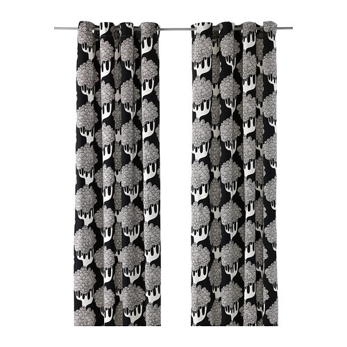 [이케아] KAJSAMIA Curtains 1 Pair (Black) 802.308.51 - 마켓비