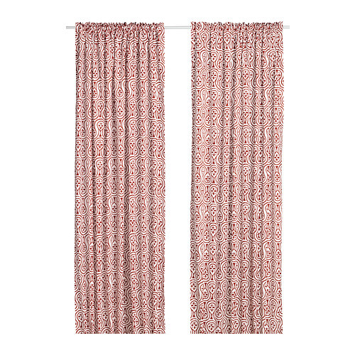 [이케아] LAPPLJUNG Curtains, 1 pair (white, red 145x250cm) 102.308.59 - 마켓비