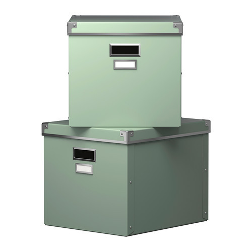 [이케아] KASSETT Box with Lid (33x38x30cm, Green) 902.401.09 - 마켓비