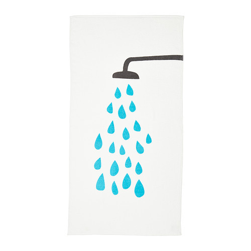 [이케아] TVINGEN Bath Towel (70x140cm, White/Blue) 202.495.80 - 마켓비